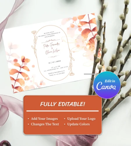 Floral Type Arch Wedding Invitation Template - Image 3