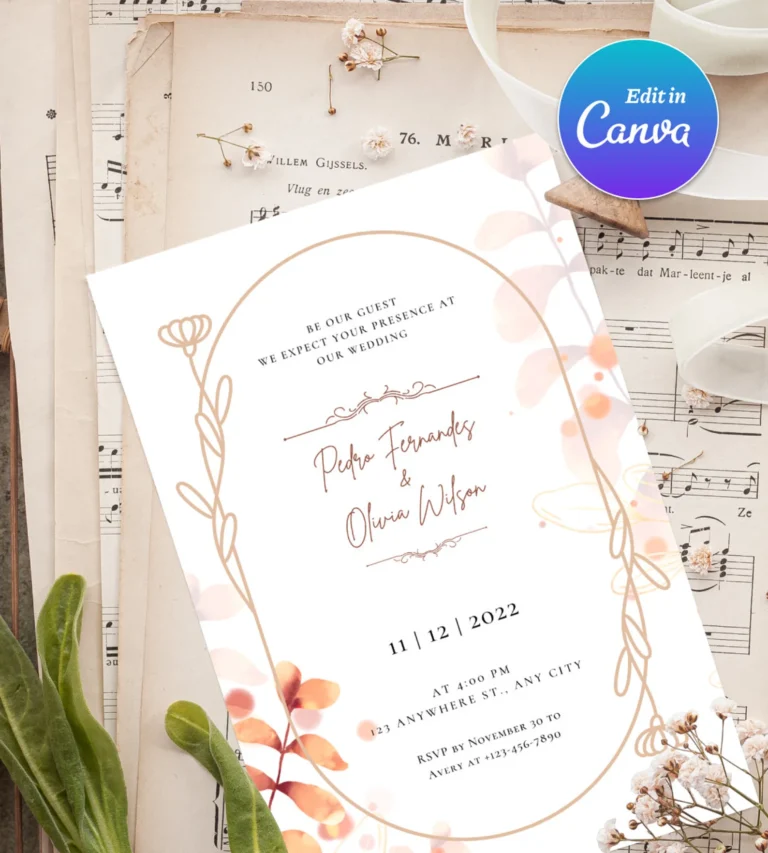 Floral Type Arch Wedding Invitation Template - Image 2