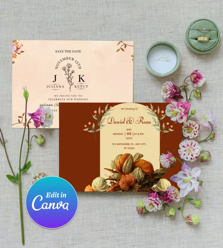 Floral Type Arch Wedding Invitation Template - Image 5
