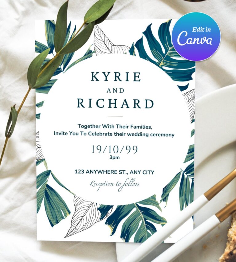 Green Floral Wedding Invitation Templates - Image 2
