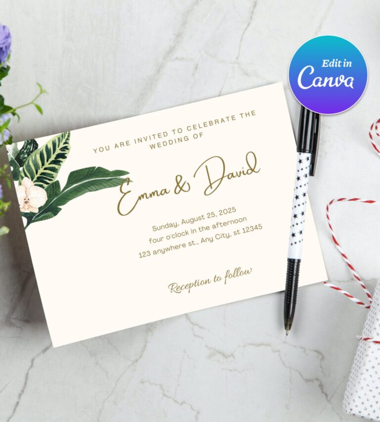 Green Floral Wedding Invitation Templates - Image 4