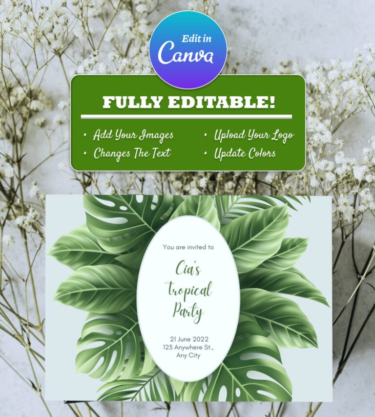 Green Floral Wedding Invitation Templates - Image 6
