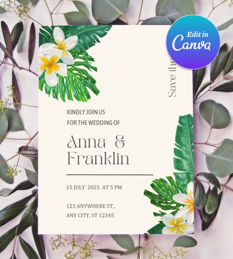 Green Floral Wedding Invitation Templates - Image 3