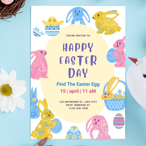 Easter Peeps Egg Hunt Party invitation template - Image 2