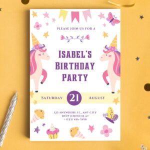 Unicorn Birthday Invitation