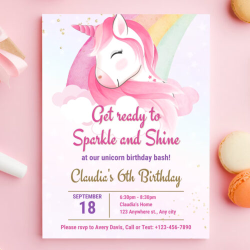 Unicorn Birthday Invitation - Image 2
