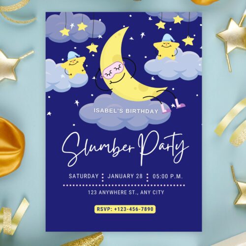Editable Slumber Party Birthday Invitation