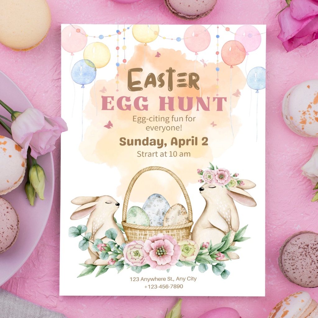 Editable Easter Egg Hunt Invitation Template - Creator Studio99