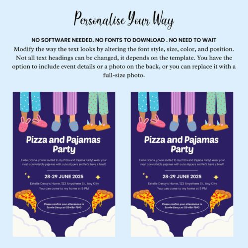 Editable Pajamas Party Birthday Invitations - Image 5