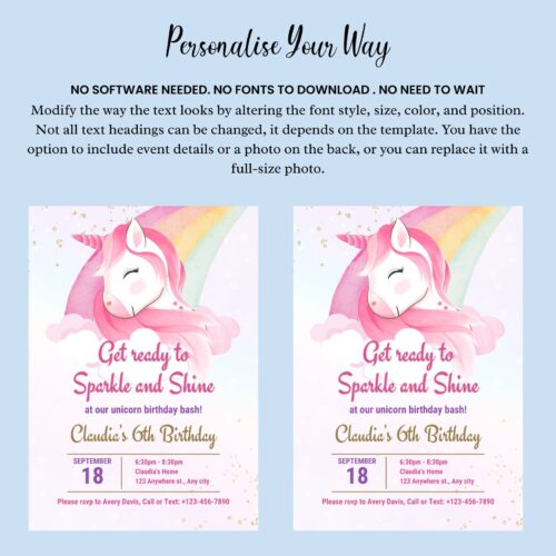 Unicorn Birthday Invitation - Image 5