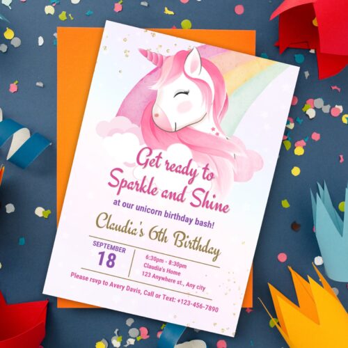 Unicorn Birthday Invitation - Image 3