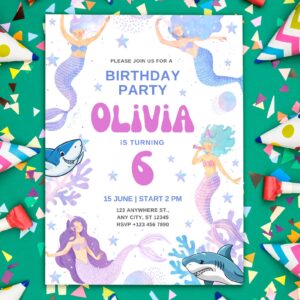 Editable Mermaid Dive Invite