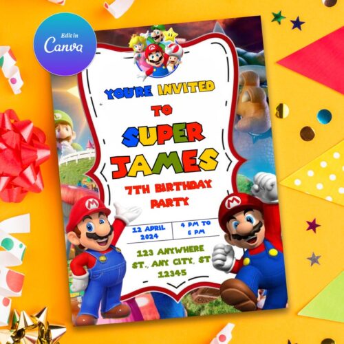 Customizable Super Mario Invitations Template - Image 3