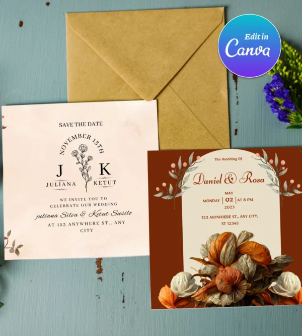 Floral Type Arch Wedding Invitation Template - Image 4
