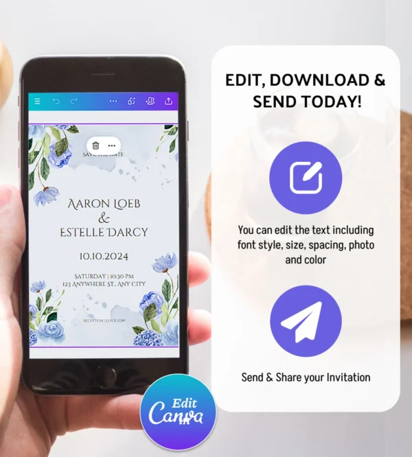 Editable Floral Wedding Invitation Templates - Image 4