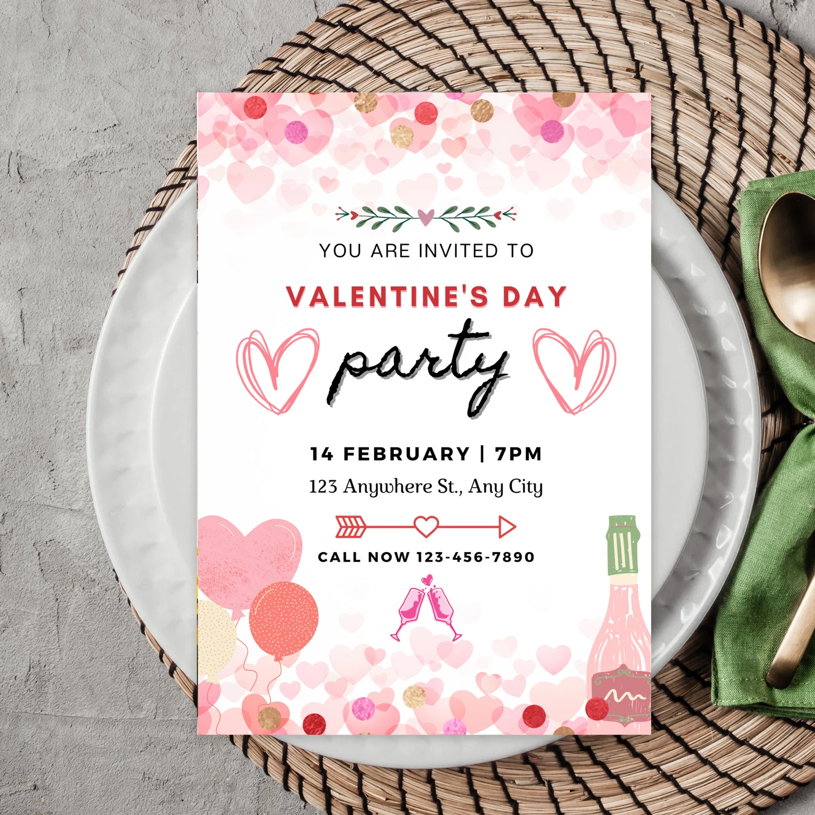 Editable Valentines day digital card
