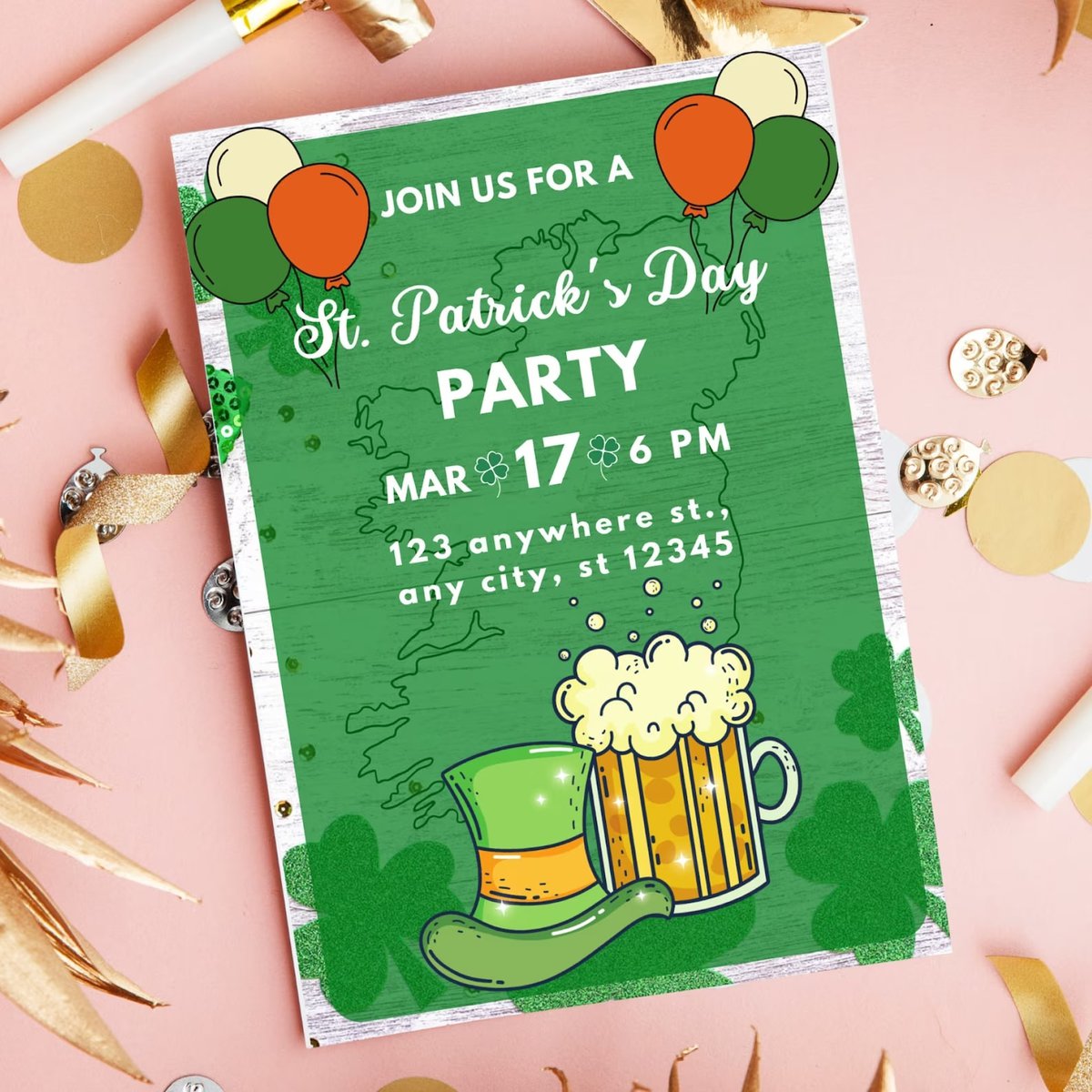 Editable Eat Drink & Be Irish St Patricks