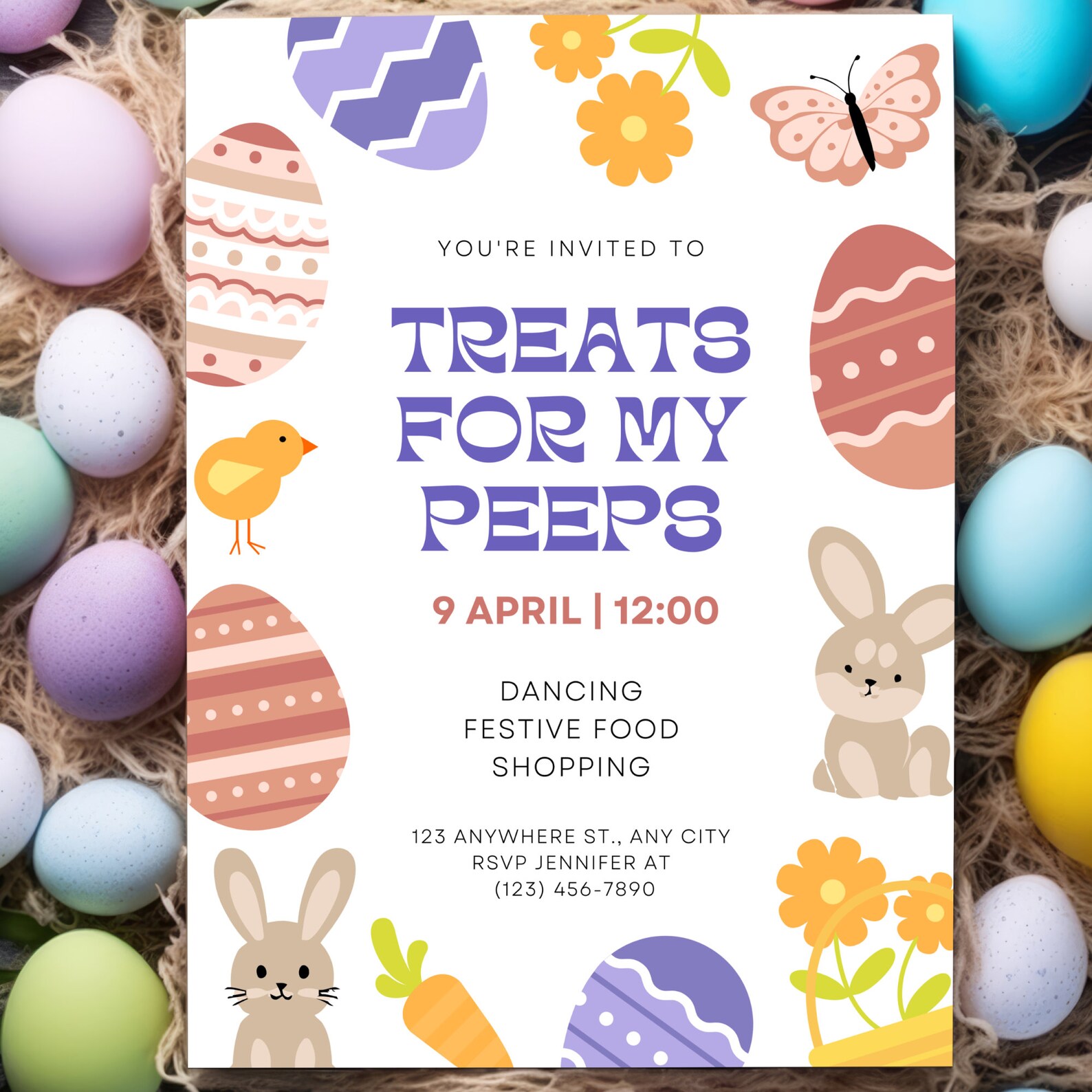 Easter Peeps Egg Hunt Party, Easter Peeps Invitation