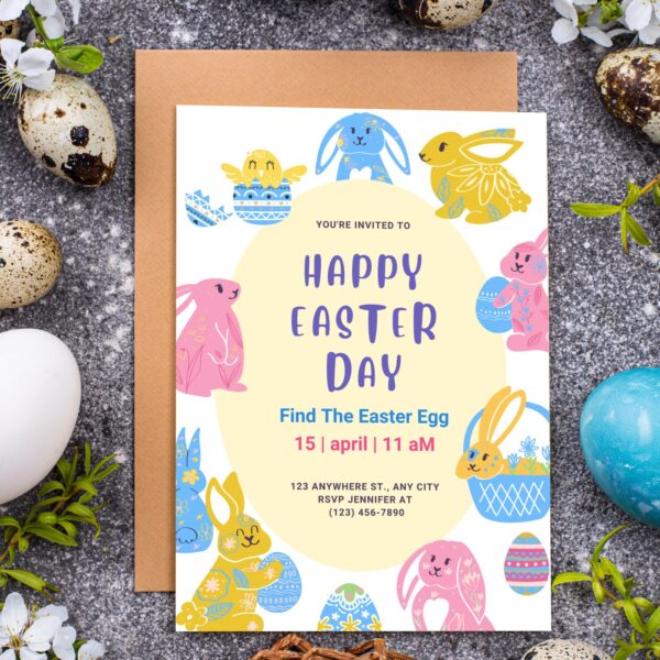 Easter Peeps Egg Hunt Party invitation template - Image 3