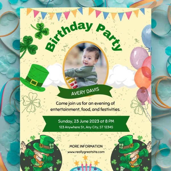 Patrick's Day Birthday Party Invitation - Image 2