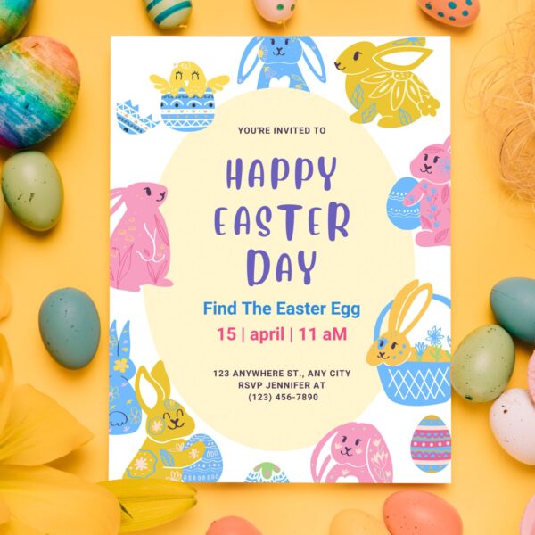 Easter Peeps Egg Hunt Party invitation template - Image 4