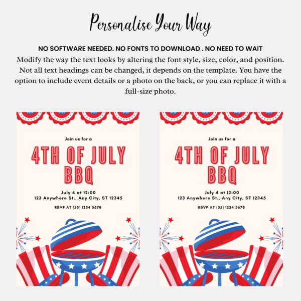 Editable 4th of July Invitation Templates - Image 5