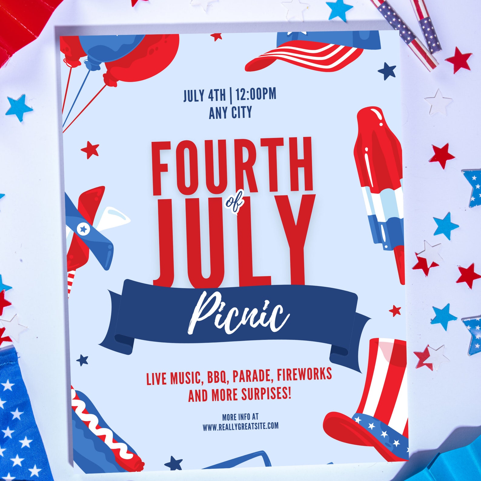 EDITABLE 4th of July Digital Invitation