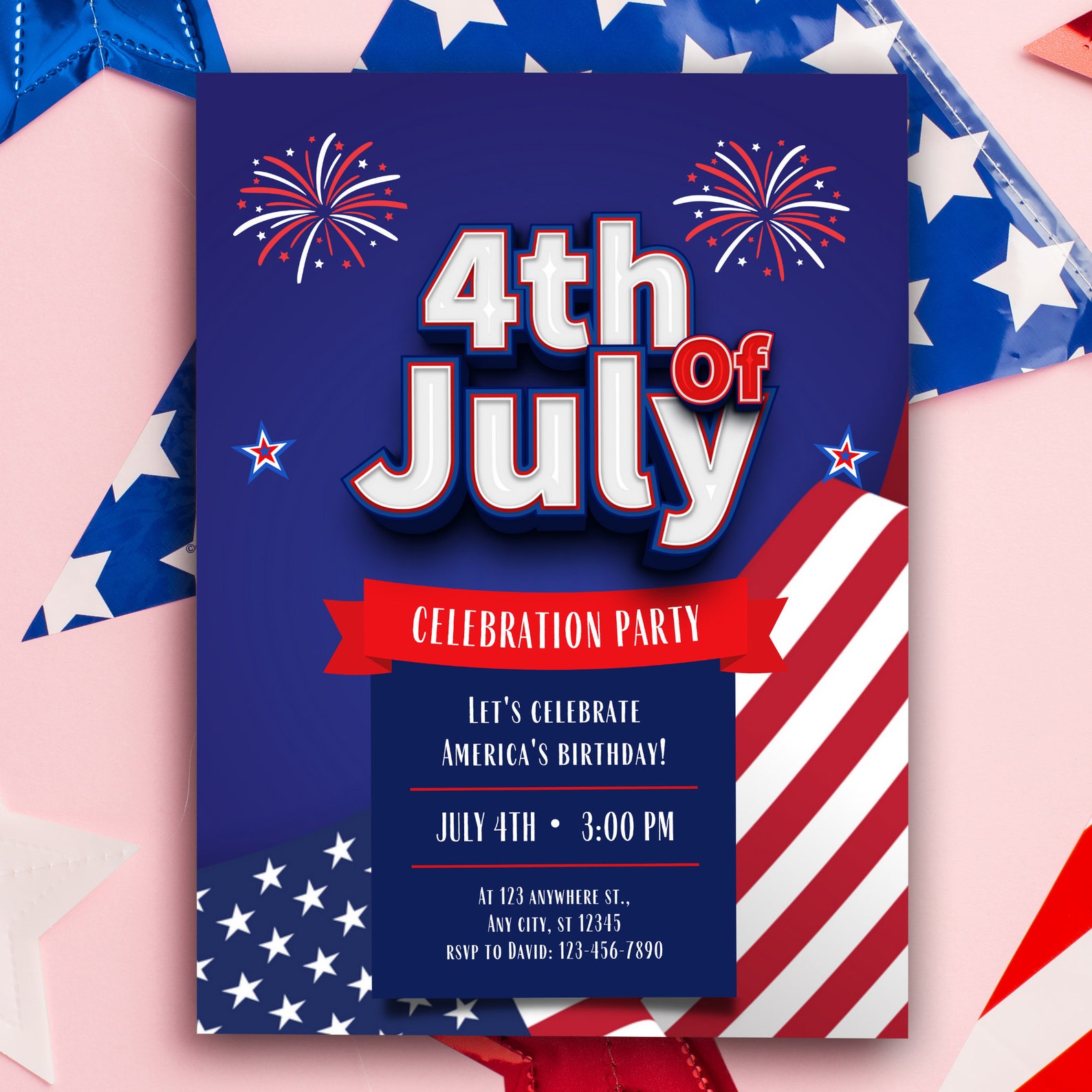 EDITABLE 4th of July Invitation Template