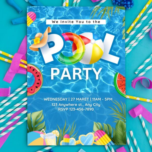 Slumber Pool Party Invitation Templates - Image 2