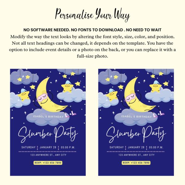 Editable Slumber Party Birthday Invitation - Image 5