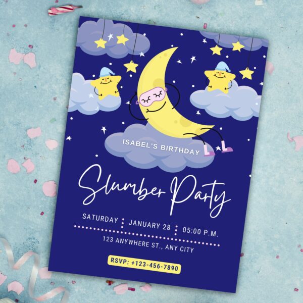 Editable Slumber Party Birthday Invitation - Image 3