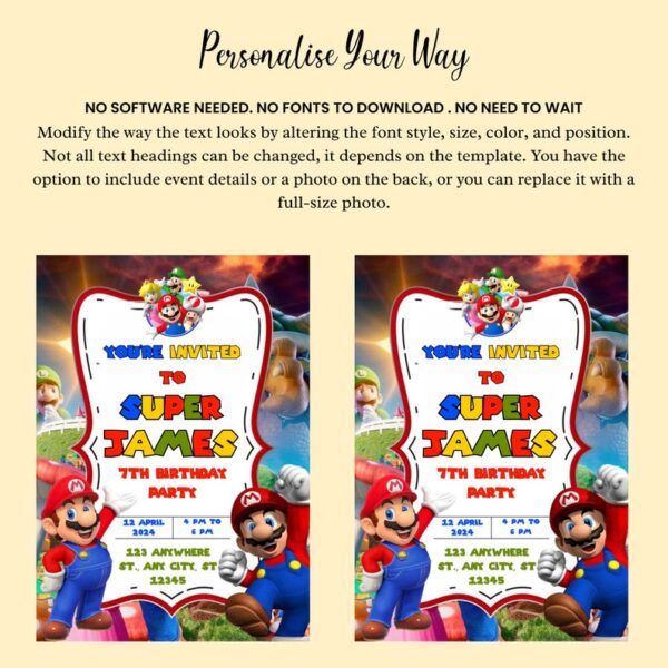 Customizable Super Mario Invitations Template - Image 5