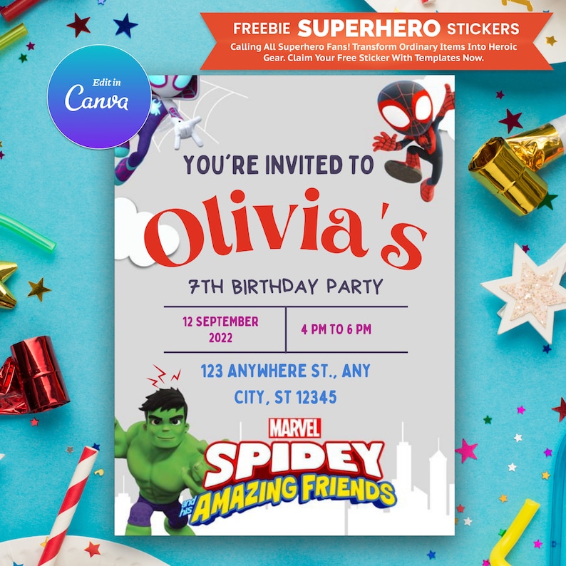 Spidey Birthday Invitations Template