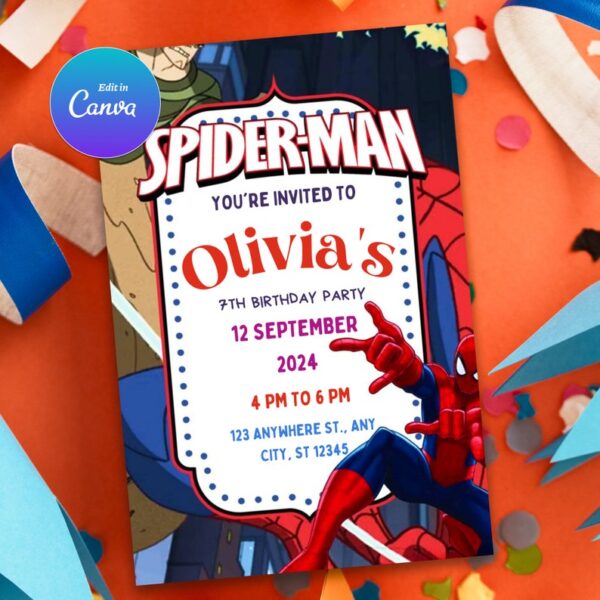 Spiderman Party Invitation - Image 3