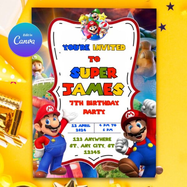 Customizable Super Mario Invitations Template - Image 4