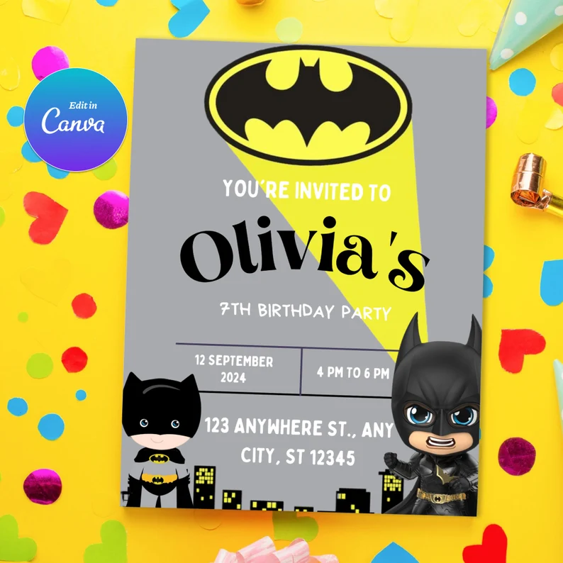 Superhero Birthday Invitation Templates - Image 2
