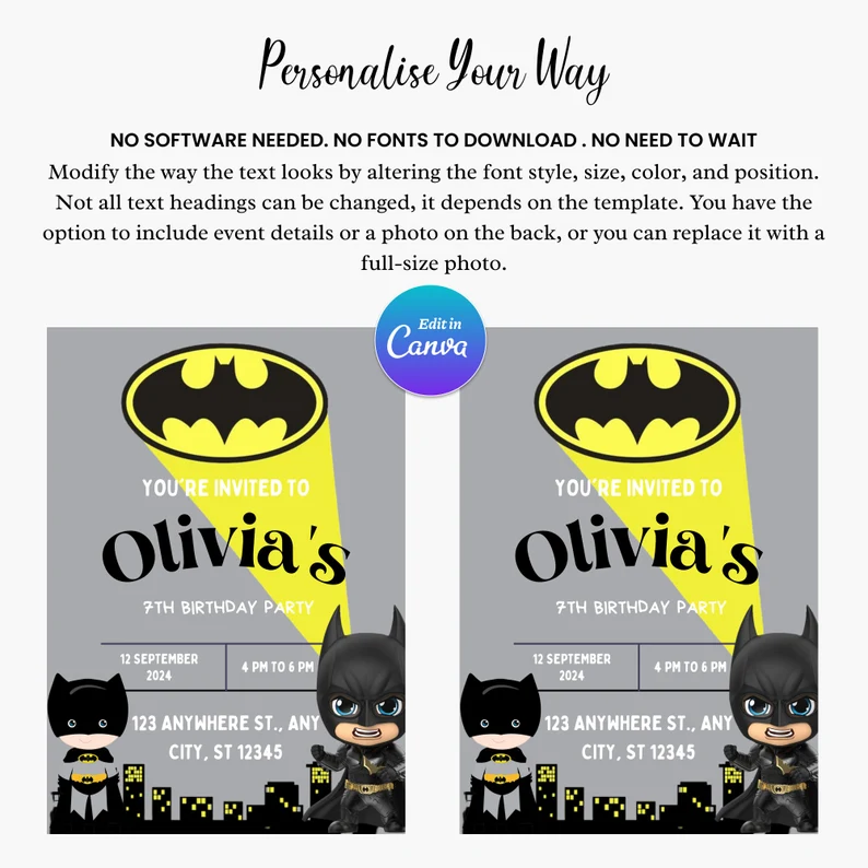 Superhero Birthday Invitation Templates - Image 5