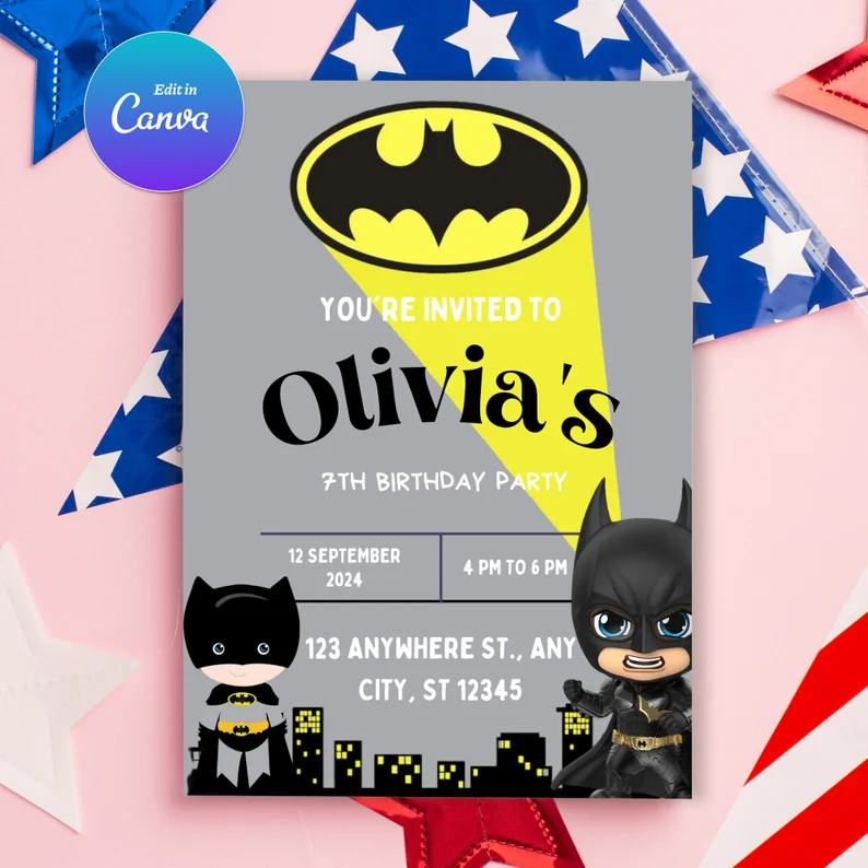 Superhero Birthday Invitation Templates - Image 3