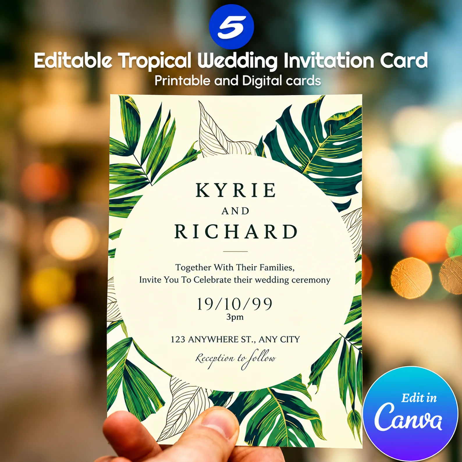 Green Floral Wedding Invitation Templates