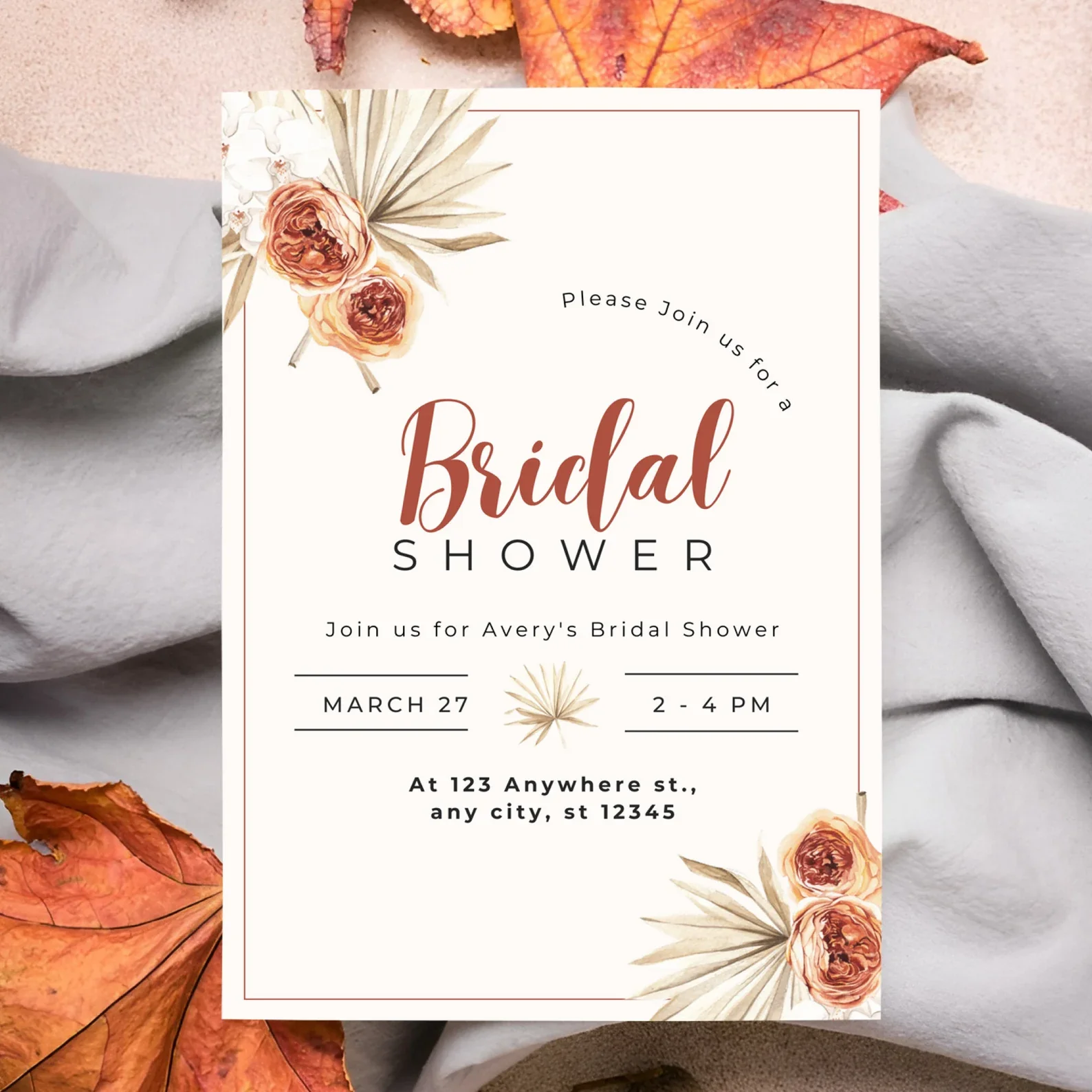 Boho Chic Bridal Shower Invitations: Editable & Printable Templates