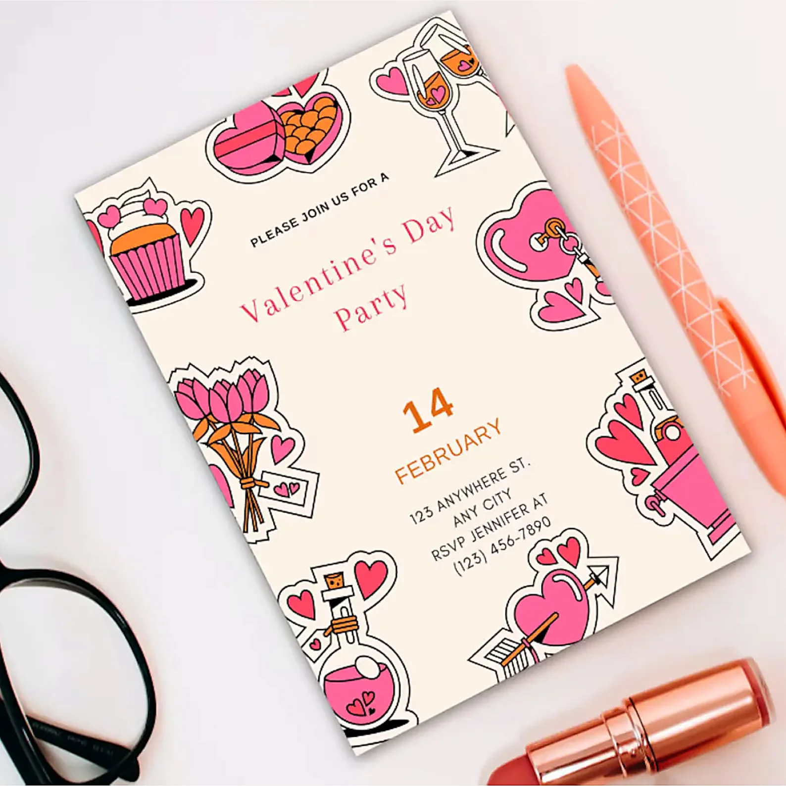 Valentines day digital card, Class Invite