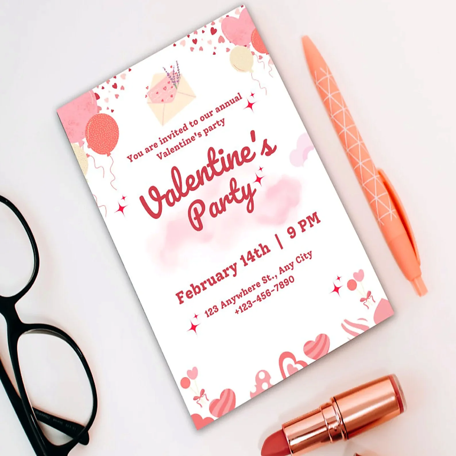 Valentine's Day Party Cookie Invitation Template