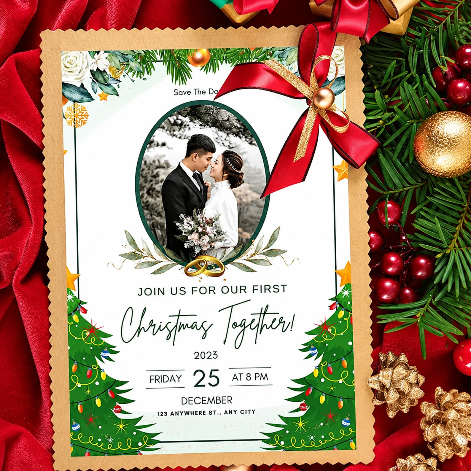 Christmas Wedding Invitation: Elegant Holiday Design for Your Special Day