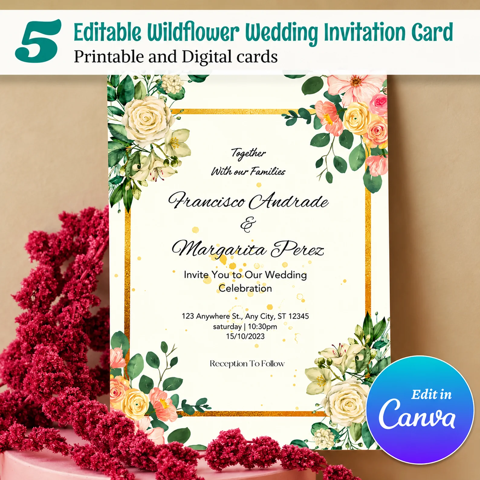 Customized Wildflower Wedding Invitations